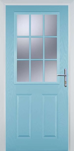 Door Stop 2 Panel 1 Grill (K) Traditional Door - Duck Egg blue