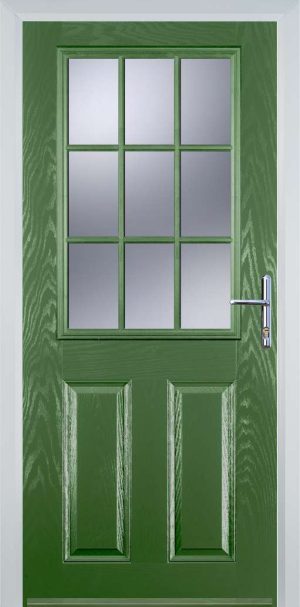 Door Stop 2 Panel 1 Grill (K) Traditional Door - Fern Green