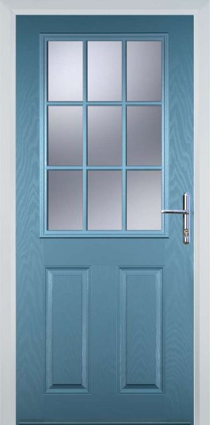 Door Stop 2 Panel 1 Grill (K) Traditional Door - Pastle Blue