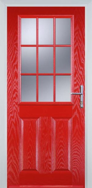 Door Stop 2 Panel 1 Grill (K) Traditional Door - Poppy Red