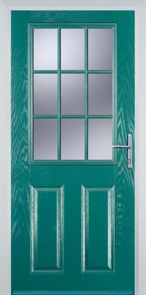 Door Stop 2 Panel 1 Grill (K) Traditional Door - Turquoise blue