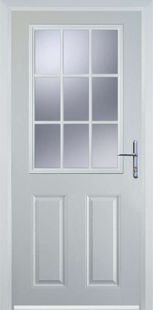 Door Stop 2 Panel 1 Grill (K) Traditional Door - White