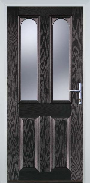 Door Stop 2 Panel 2 Arch (A) Traditional Door - Black Brown