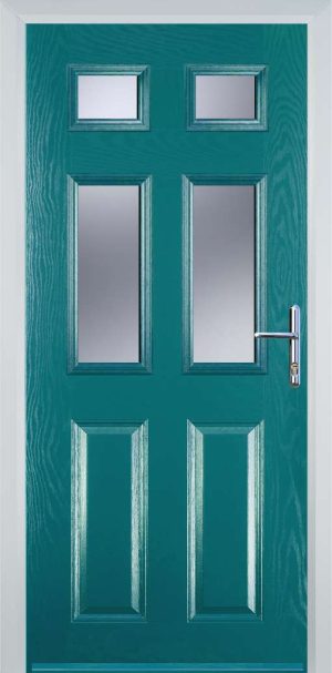 Door Stop 2 Panel 4 Square (T) Traditional Door - Turquoise blue