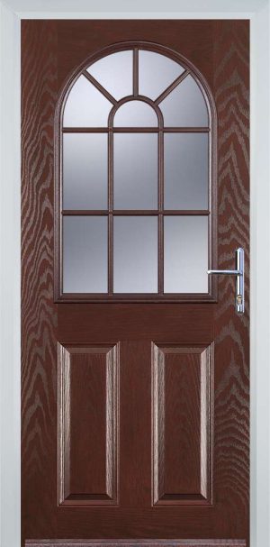 Door Stop 2 Panel Sunburst (L) Traditional Door - Dark Wood