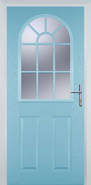 Door Stop 2 Panel Sunburst (L) Traditional Door - Duck Egg blue