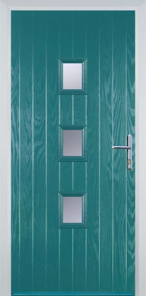 Door Stop 3 Square Mid (Y3) Contemporary - Turquoise blue