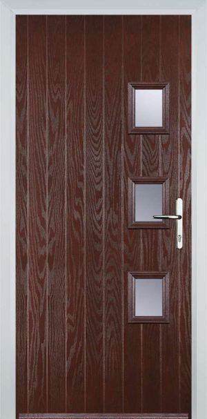 Door Stop 3 Square (Y) Contemporary - Dark Wood