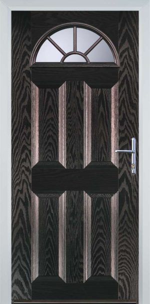 Door Stop 4 Panel Sunburst (J) Traditional Door - Black Brown