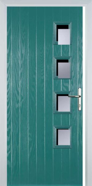 Door Stop 4 Square (W4) Contemporary - Turquoise blue