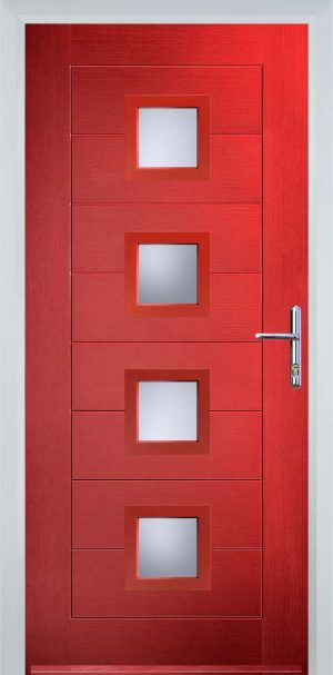 Door Stop 4 Square Mid (83) Modern - Poppy Red