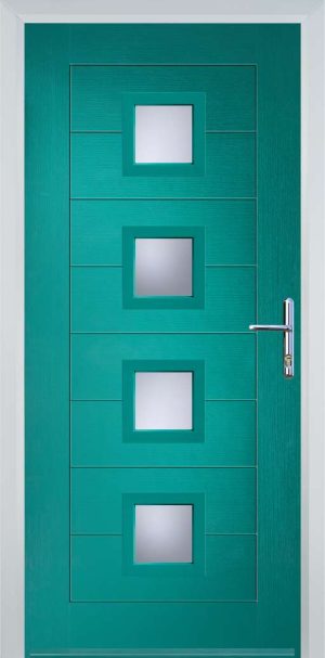 Door Stop 4 Square Mid (83) Modern - Turquoise blue