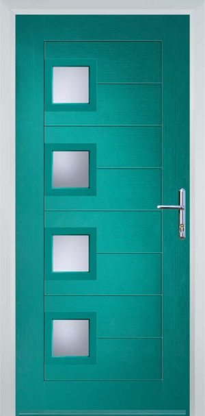 Door Stop 4 Square (84) Modern - Turquoise blue